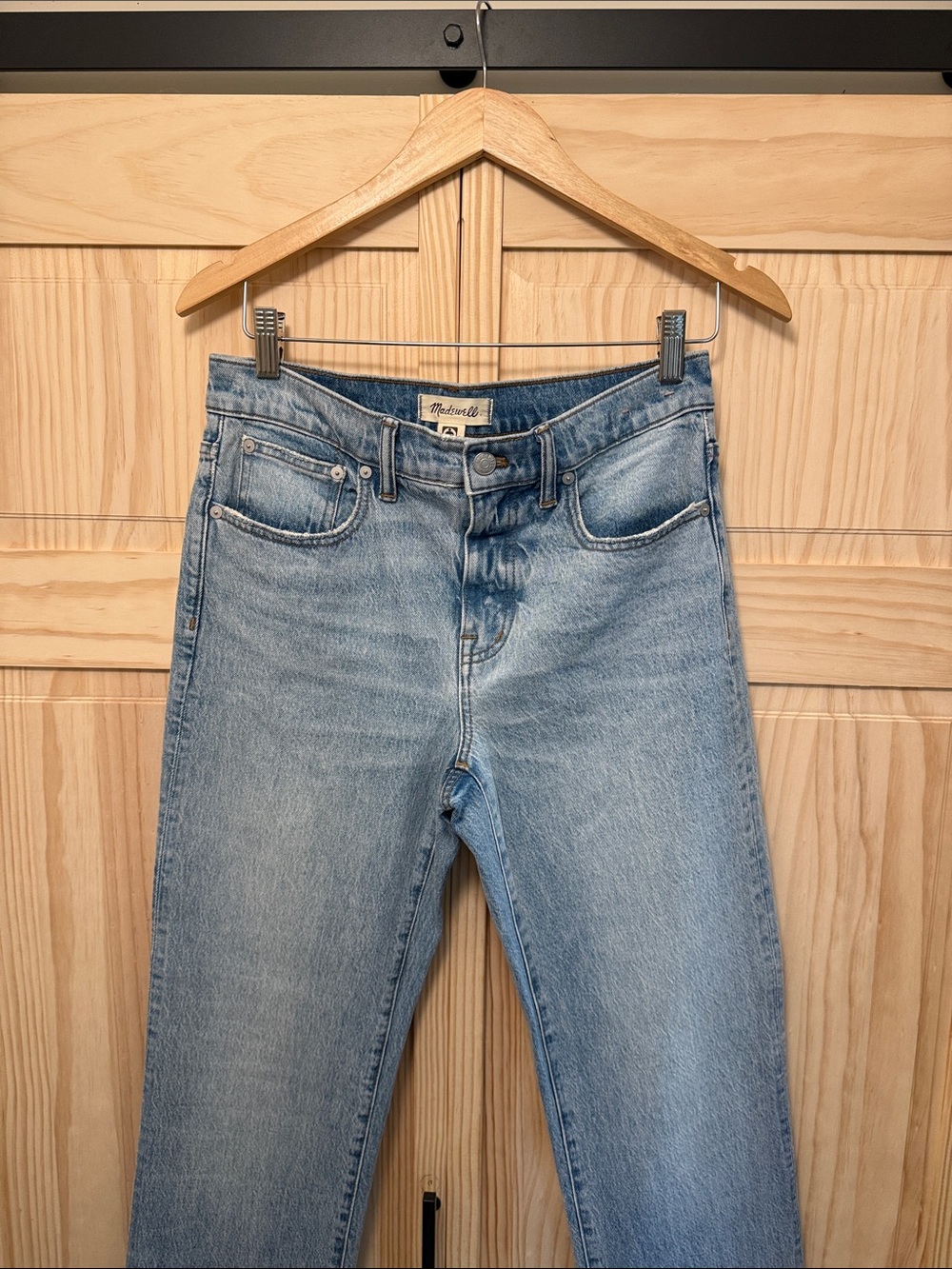 Madewell High-Rise Straight Jeans in Light Wash Blue